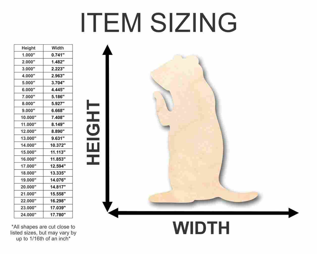 Unfinished Wooden Prairie Dog Shape - Animal - Wildlife - Craft - up to 24" DIY-24 Hour Crafts
