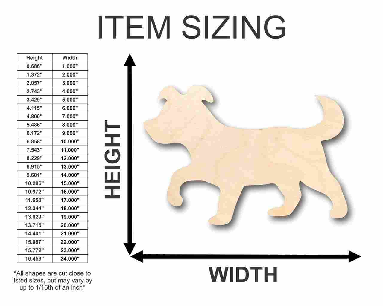 Unfinished Wooden Puppy Dog Shape - Animal - Pet - Craft - up to 24