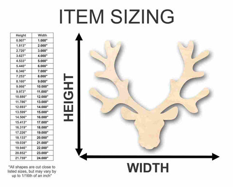 Unfinished Wooden Reindeer Head Antlers Shape - Animal - Wildlife - Craft - up to 24" DIY-24 Hour Crafts