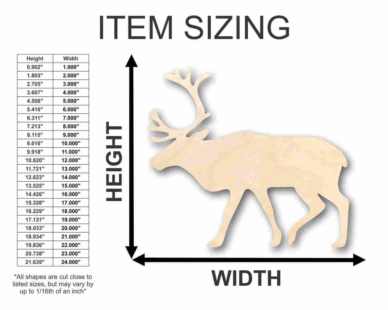 Unfinished Wooden Reindeer Shape - Animal - Wildlife - Craft - up to 24