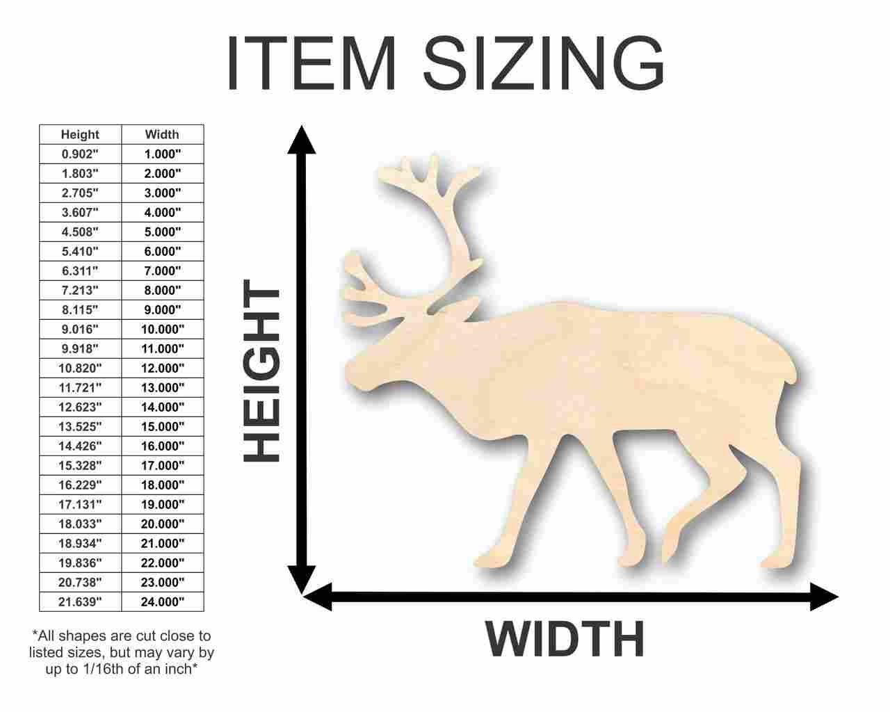 Unfinished Wooden Reindeer Shape - Animal - Wildlife - Craft - up to 24" DIY-24 Hour Crafts