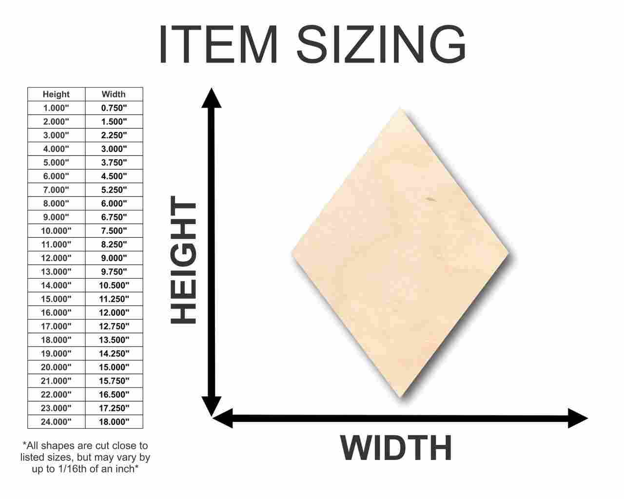 Unfinished Wooden Rhombus Shape - Craft - up to 24" DIY-24 Hour Crafts