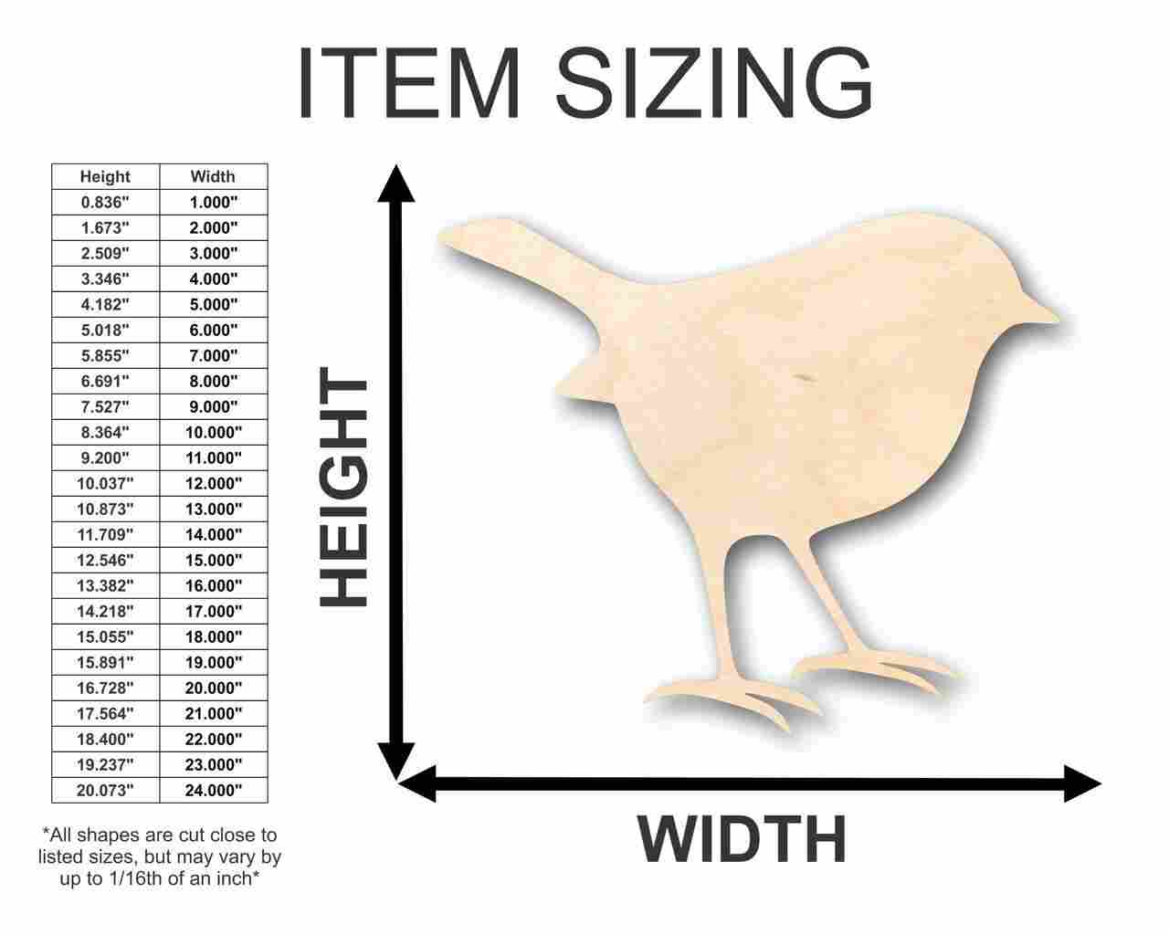 Unfinished Wooden Robin Shape - Springtime - Animal - Bird - Wildlife - Craft - up to 24" DIY-24 Hour Crafts