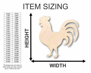 Unfinished Wooden Rooster Chicken Shape - Farm Animal - Craft - up to 24" DIY-24 Hour Crafts