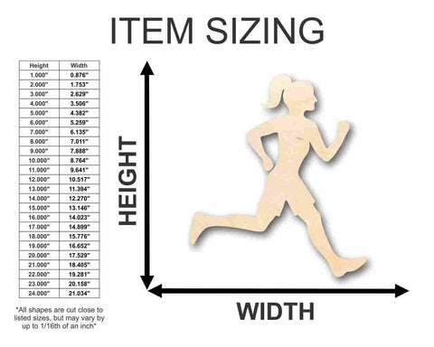 Unfinished Wooden Running Girl Shape - Track Cross Country - Sports - Room Decor - up to 24" DIY-24 Hour Crafts