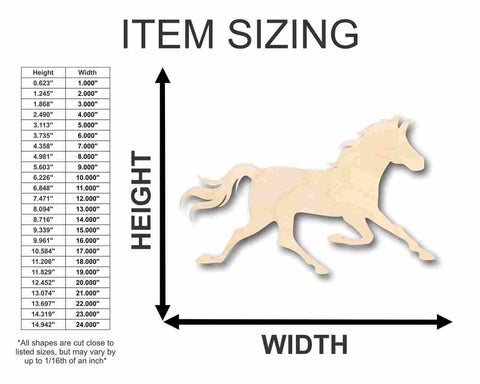 Unfinished Wooden Running Wild Horse Shape - Sport - Farm Animal - Craft - up to 24" DIY-24 Hour Crafts