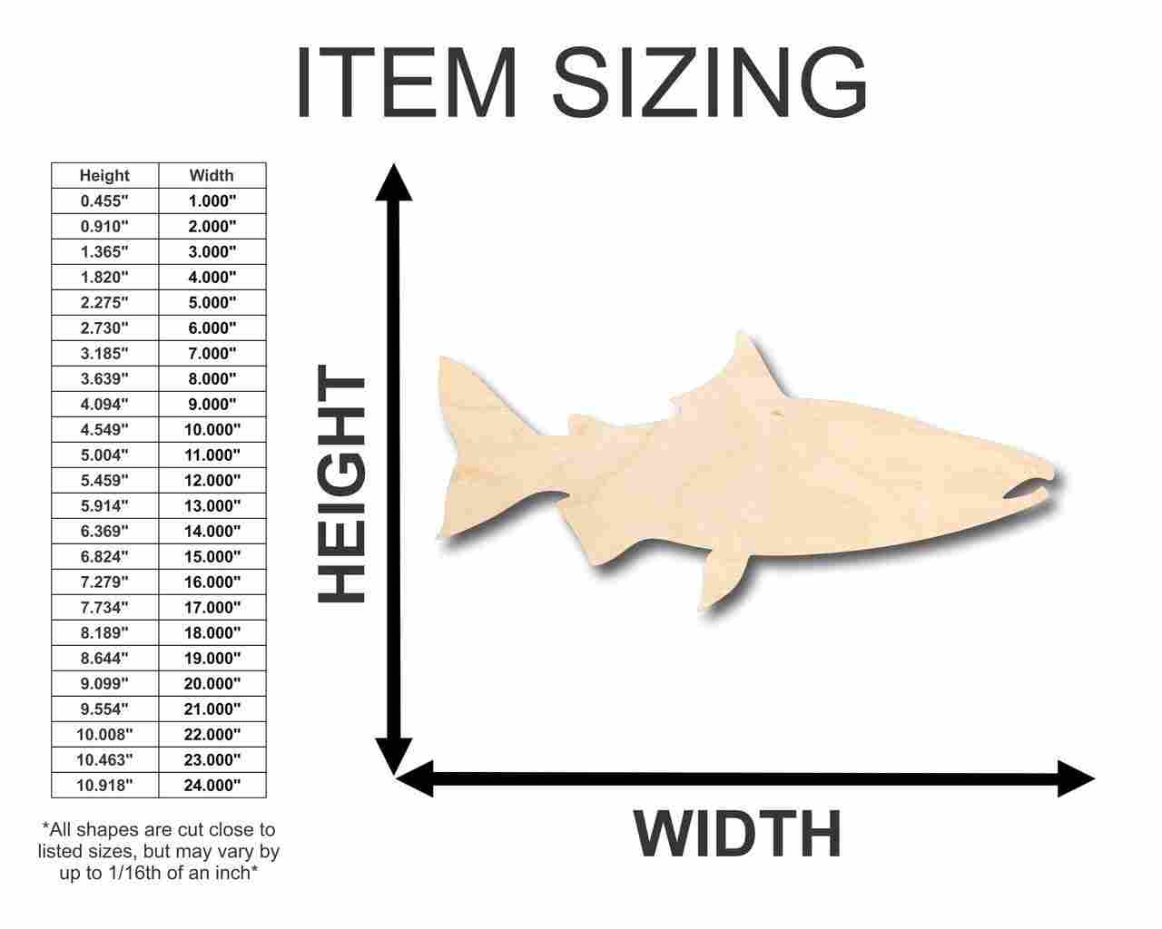 Unfinished Wooden Salmon Fish Shape - Ocean - Rivers - Alaska - Craft - up to 24" DIY-24 Hour Crafts