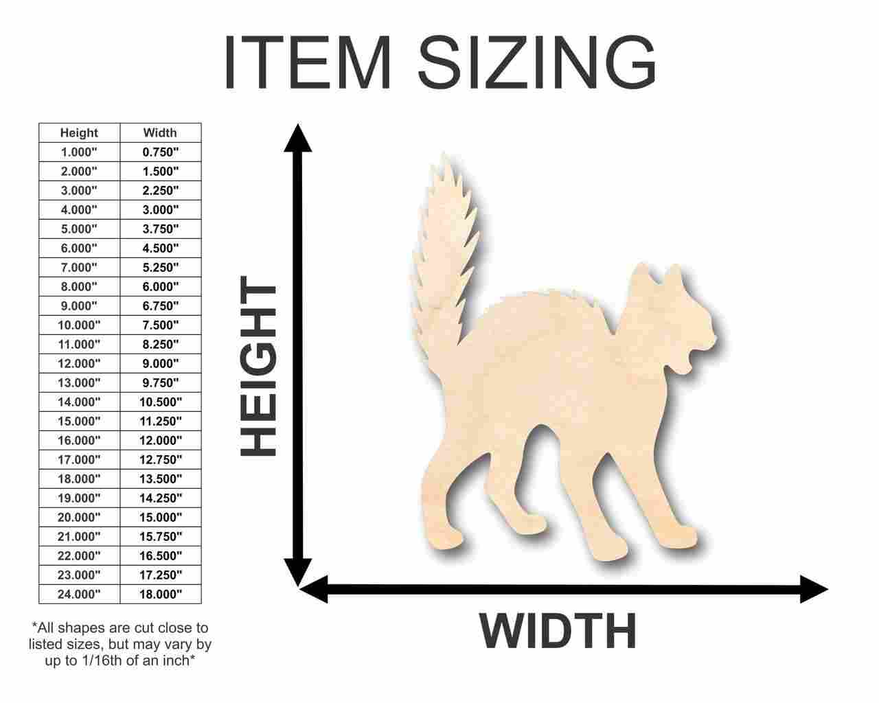 Unfinished Wooden Scary Cat Shape - Halloween - Craft - up to 24" DIY-24 Hour Crafts