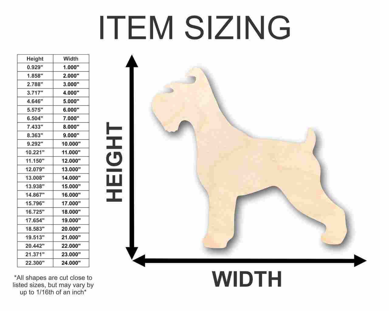 Unfinished Wooden Schnauzer Dog Shape - Animal - Pet - Craft - up to 24