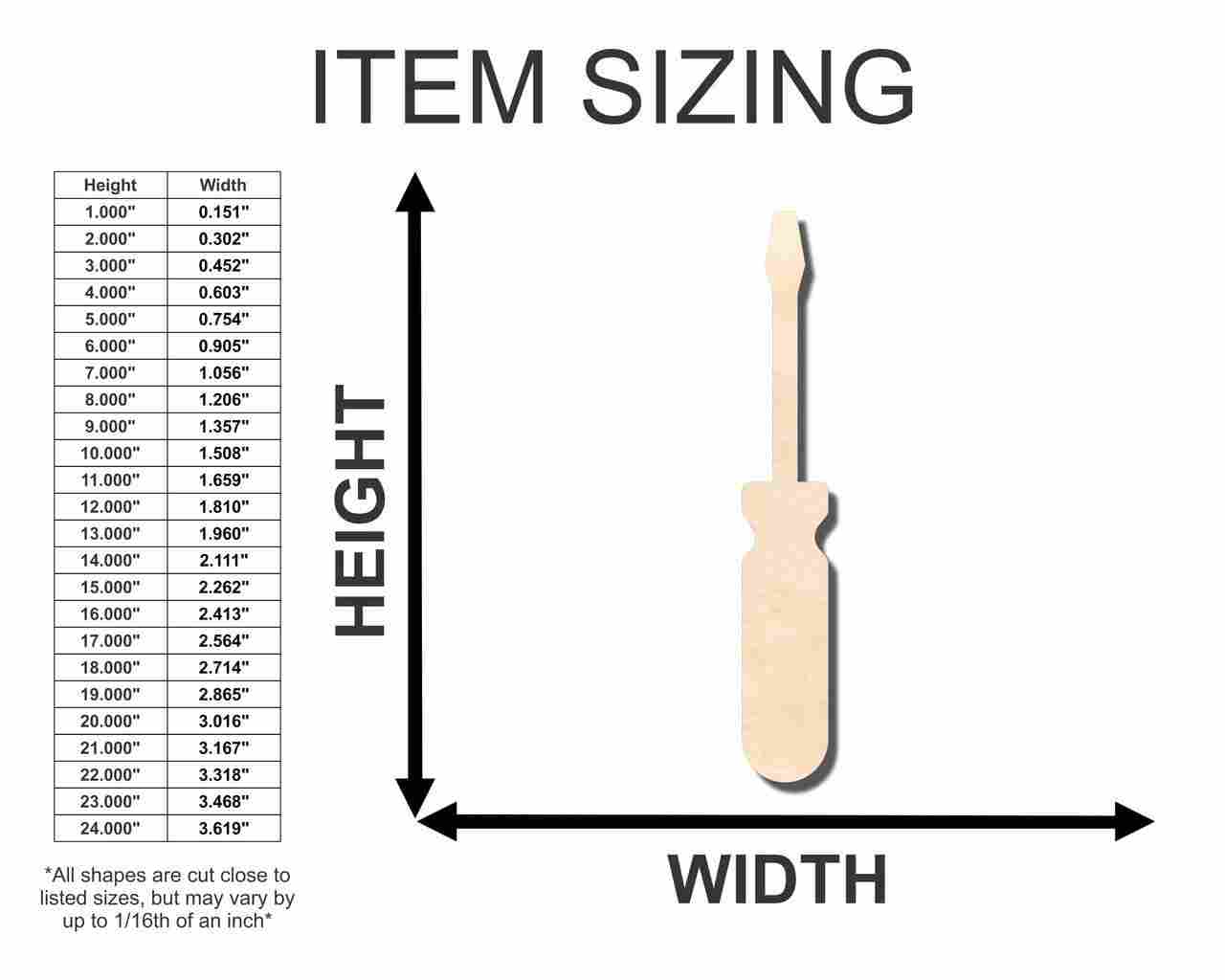 Unfinished Wooden Screwdriver Shape - Tool - Craft - up to 24" DIY-24 Hour Crafts