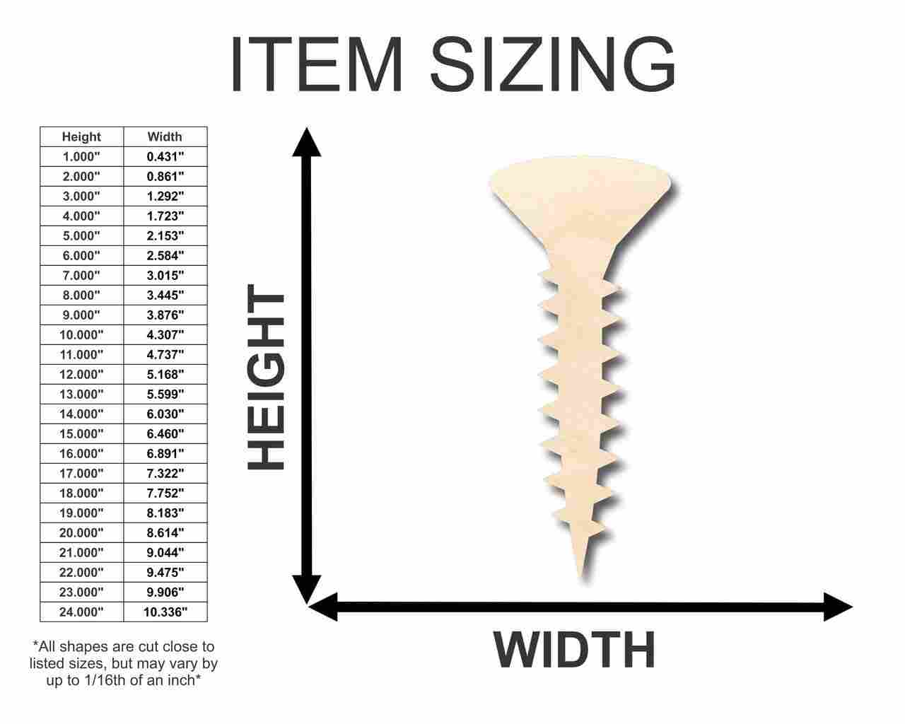 Unfinished Wooden Screw Shape - Tool - Craft - up to 24" DIY-24 Hour Crafts
