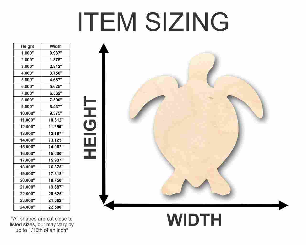 Unfinished Wooden Sea Turtle Shape - Ocean - Nursery - Craft - up to 24" DIY-24 Hour Crafts