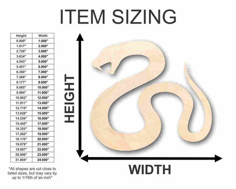 Unfinished Wooden Serpent Snake Shape - Animal - Wildlife - Craft - up to 24" DIY-24 Hour Crafts