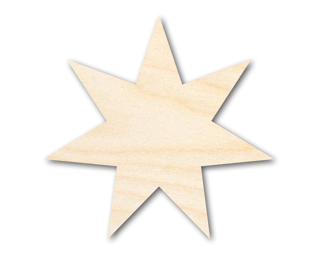 Unfinished Wood Seven Pointed Star Shape - Craft - up to 36