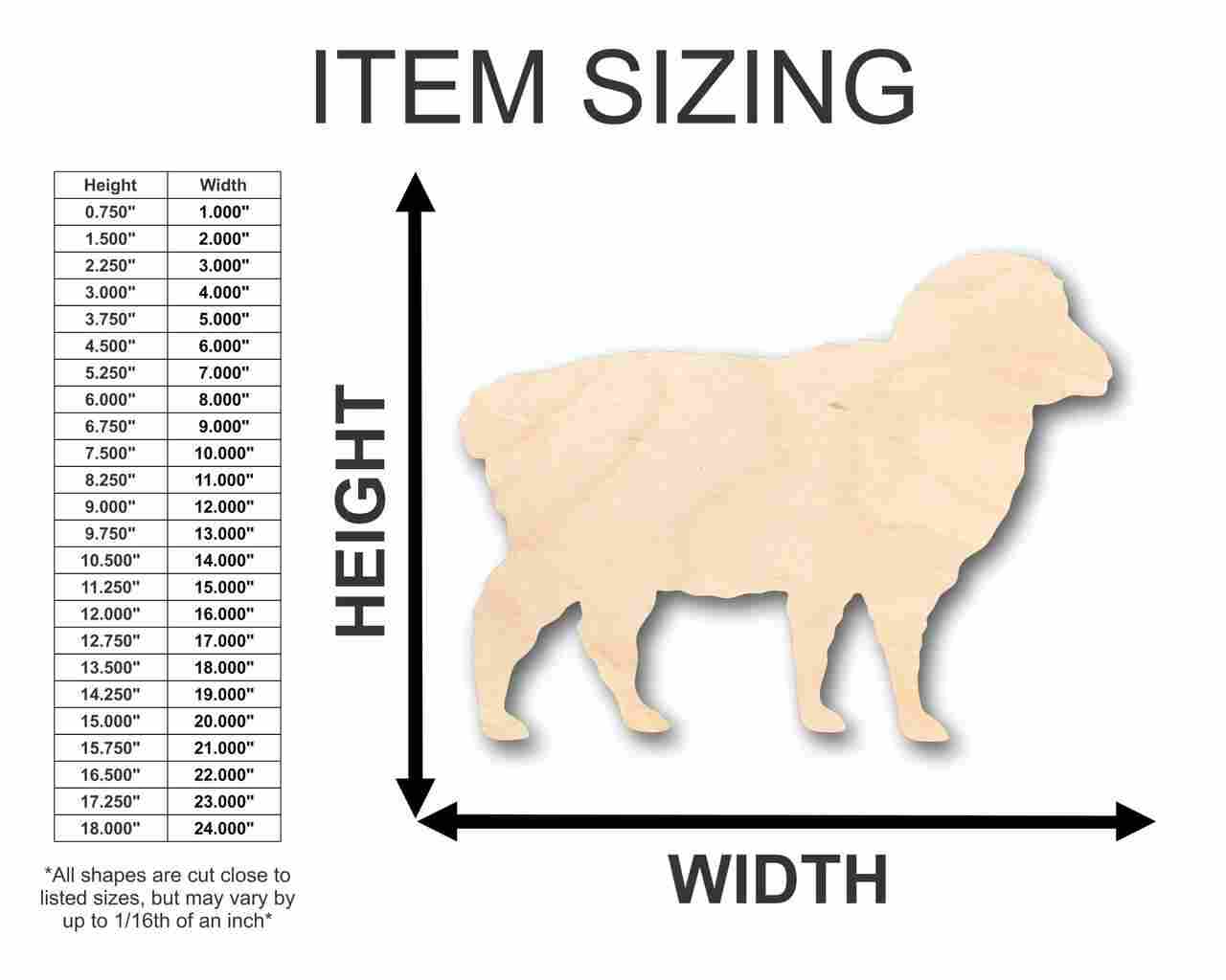 Unfinished Wooden Sheep Shape - Farm Animal - Craft - up to 24