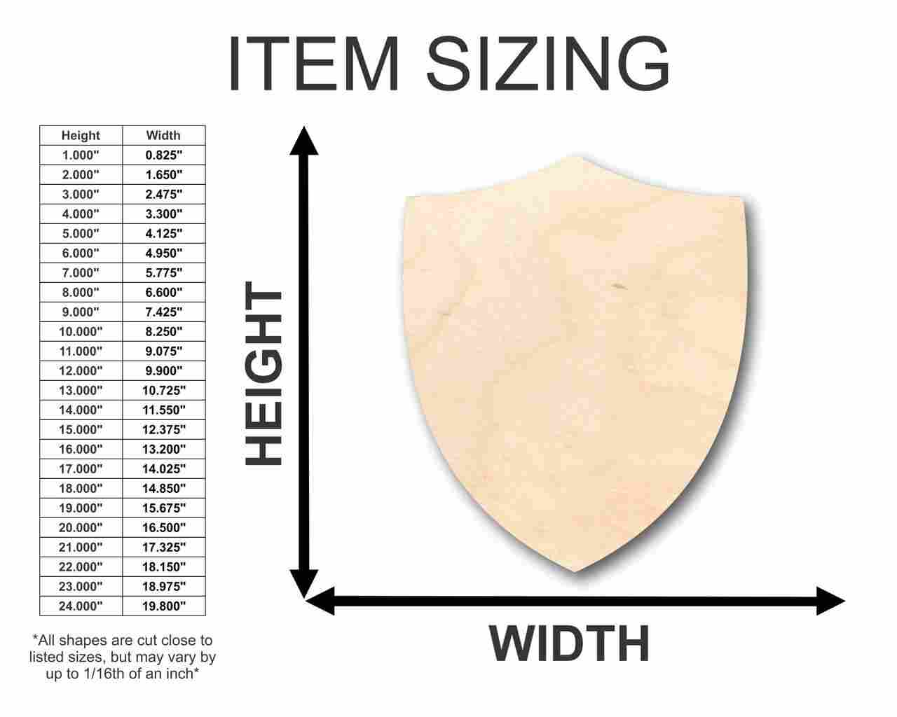 Unfinished Wooden Shield Shape - Soldier - Knight - Craft - up to 24" DIY-24 Hour Crafts