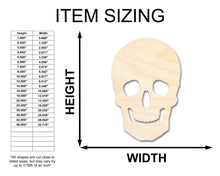 Load image into Gallery viewer, Unfinished Wood Skull Shape - Halloween - Spooky - Craft - up to 24&quot; DIY
