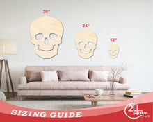 Load image into Gallery viewer, Unfinished Wood Skull Shape - Halloween - Spooky - Craft - up to 24&quot; DIY
