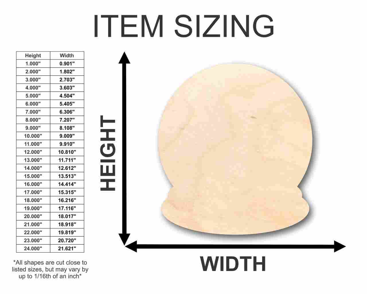 Unfinished Wooden Snow Globe Shape - Paint - Winter - Craft - up to 24" DIY-24 Hour Crafts