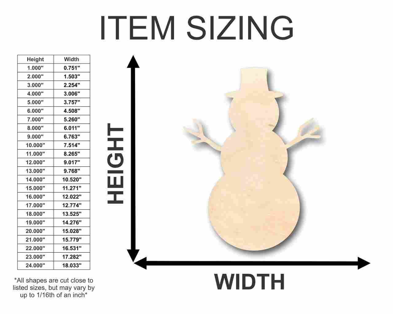 Unfinished Wooden Snowman Shape - Winter Decor - Craft - up to 24" DIY-24 Hour Crafts