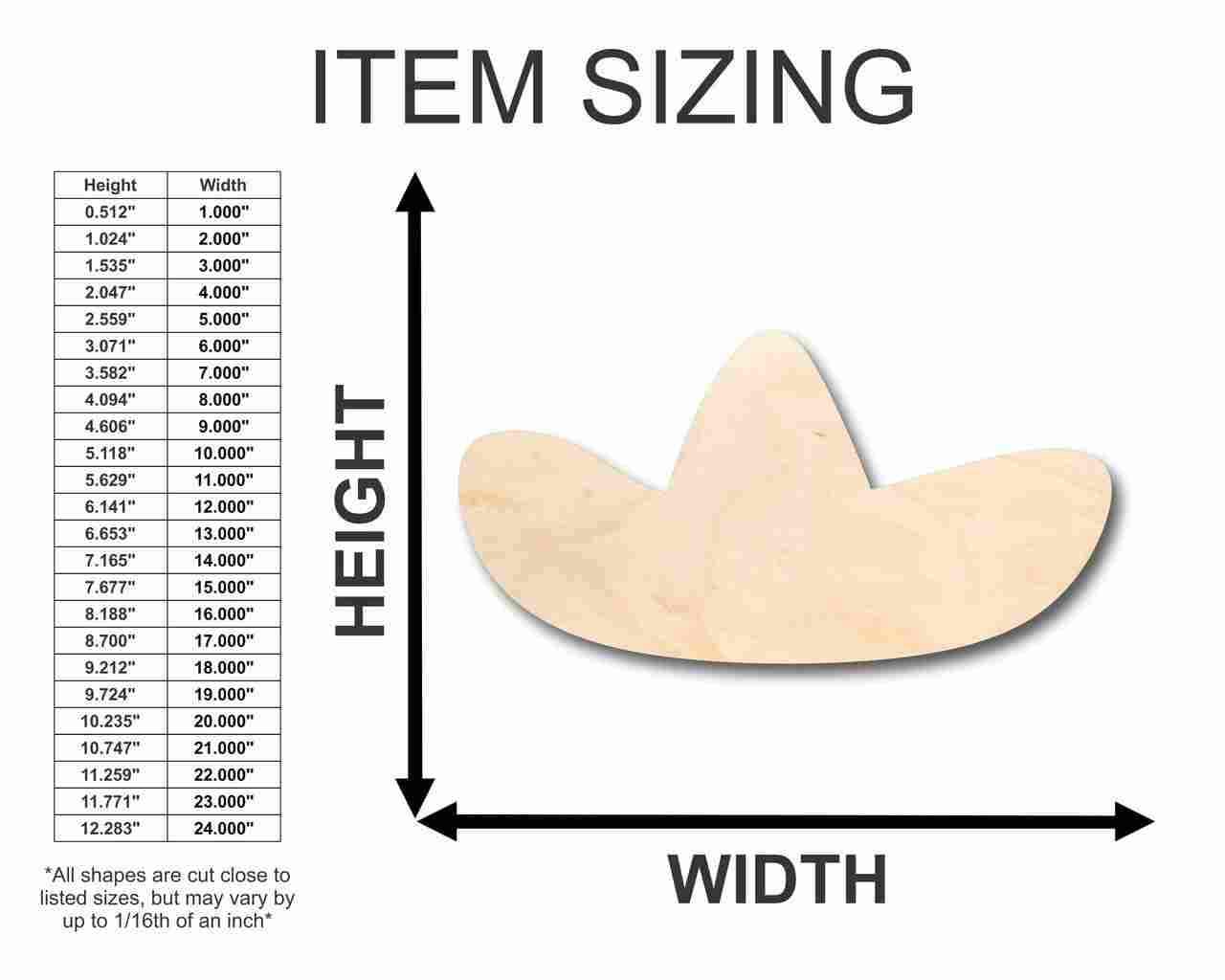 Unfinished Wooden Sombrero Shape - Cinco de Mayo - Craft - up to 24" DIY-24 Hour Crafts