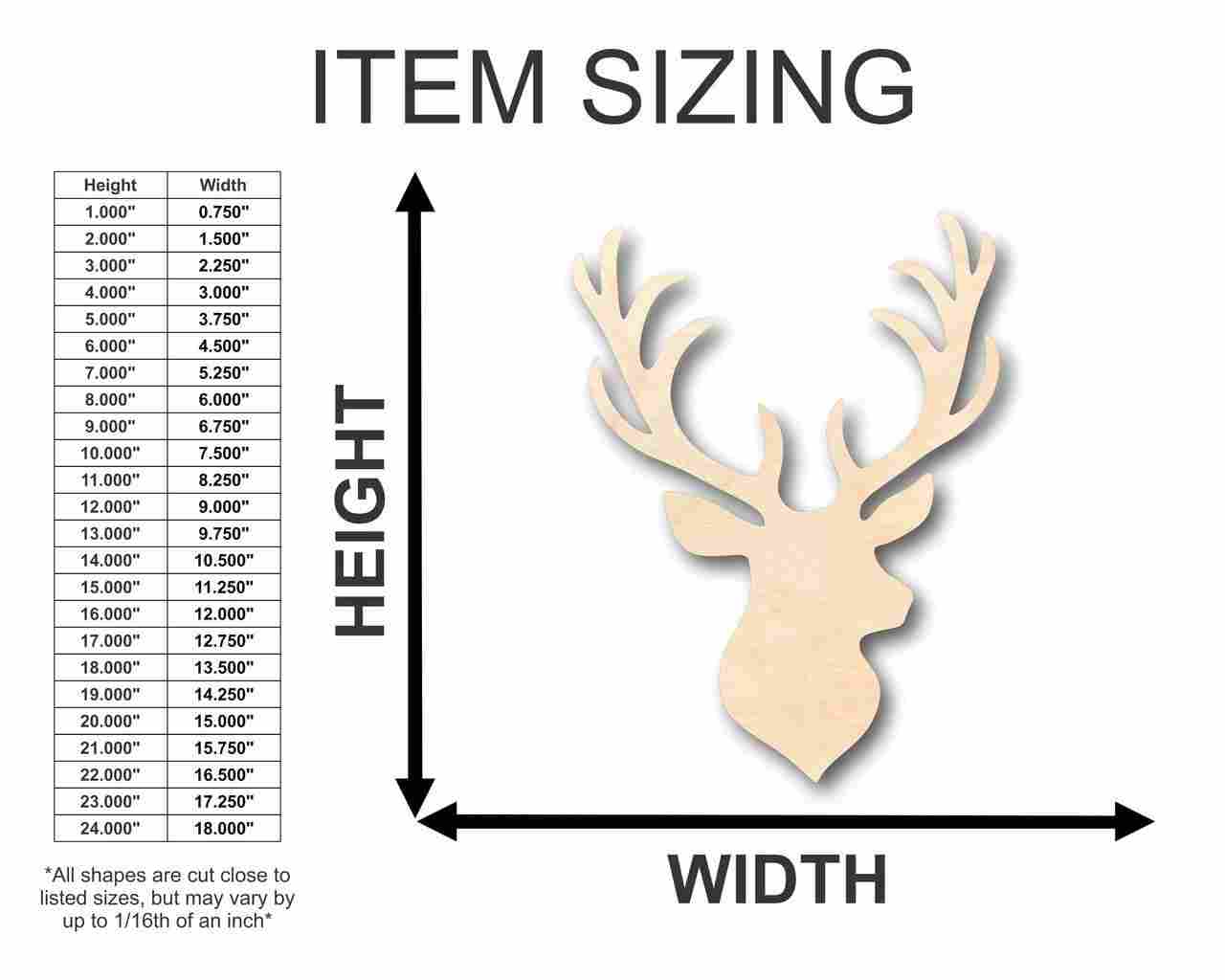 Unfinished Wooden Stag Antler Shape - Animal - Craft - up to 24