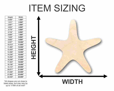 Unfinished Wooden Starfish Shape - Ocean - Beach - Nursery - Craft - up to 24" DIY-24 Hour Crafts