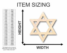 Load image into Gallery viewer, Unfinished Wooden Star of David Israel Shape - Hanukkah - Craft - up to 24&quot; DIY-24 Hour Crafts

