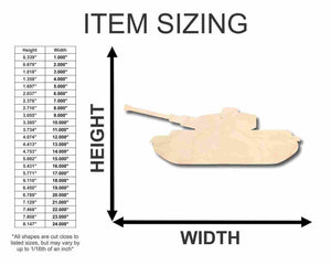 Unfinished Wood Tank Shape - Army - Marines - Military - Craft - up to 24" DIY