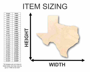 Unfinished Wooden Texas Shape - State - Craft - up to 24" DIY-24 Hour Crafts