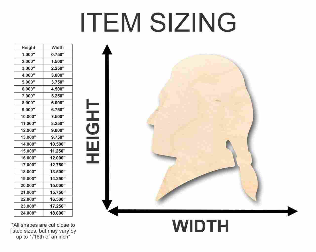Unfinished Wooden Thomas Jefferson Shape - History - America - Craft - up to 24" DIY-24 Hour Crafts