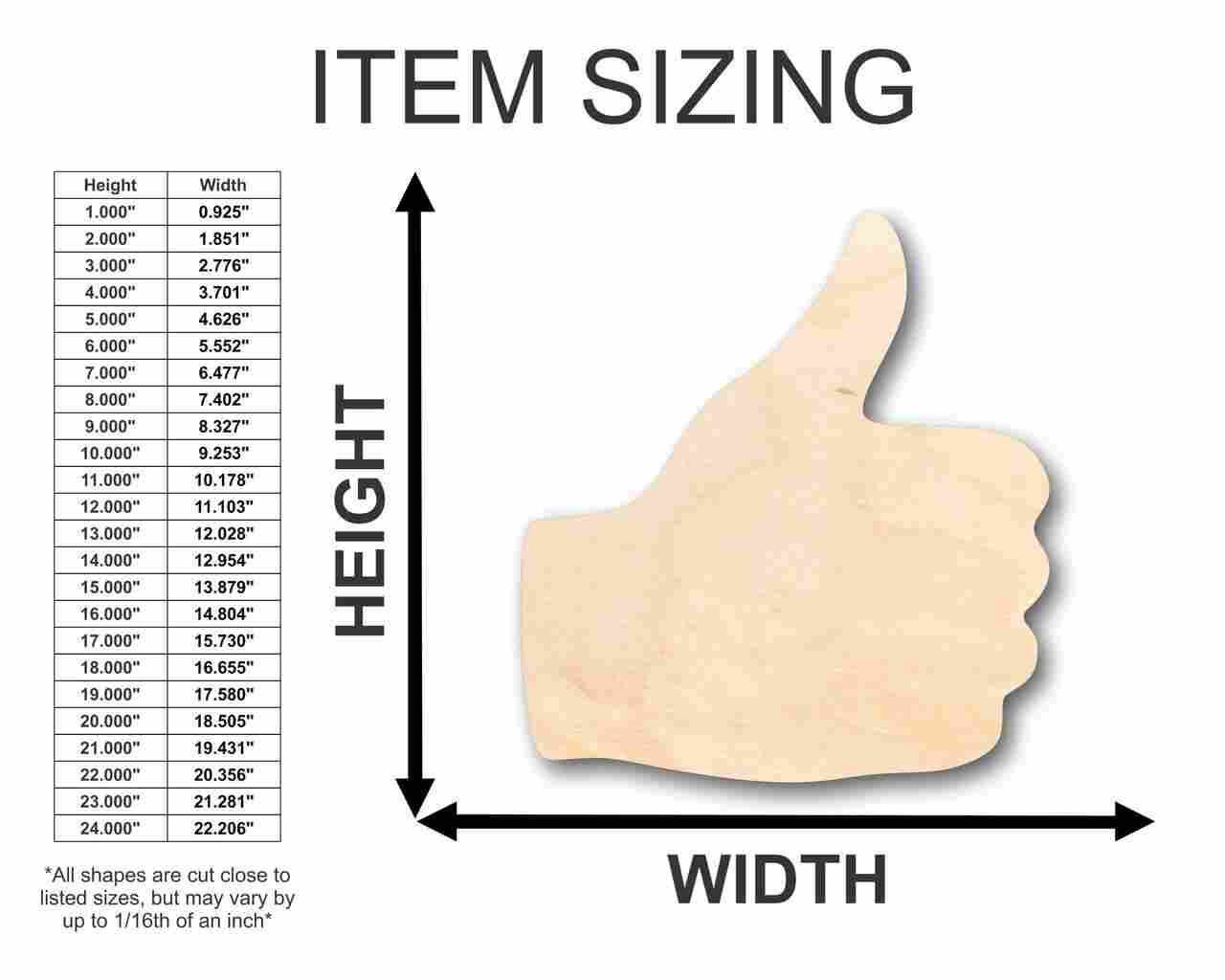 Unfinished Wooden Thumbs Up Shape - Craft - up to 24" DIY-24 Hour Crafts