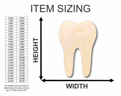 Unfinished Wooden Tooth Shape - Tooth Fairy - Dentist - Craft - up to 24" DIY-24 Hour Crafts