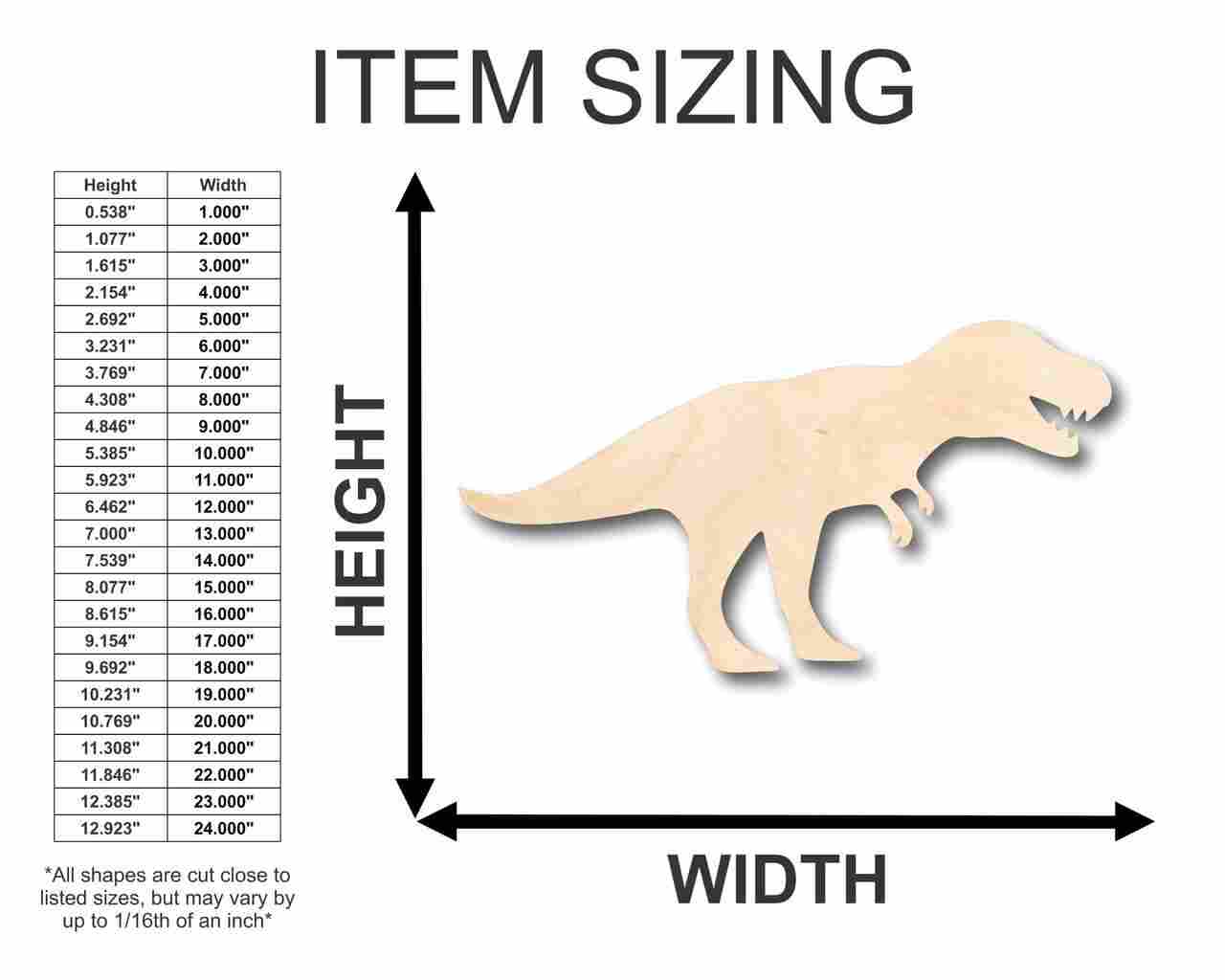 Unfinished Wooden T-Rex Shape - Jurassic Park - Dinosaur - Craft - up to 24" DIY-24 Hour Crafts