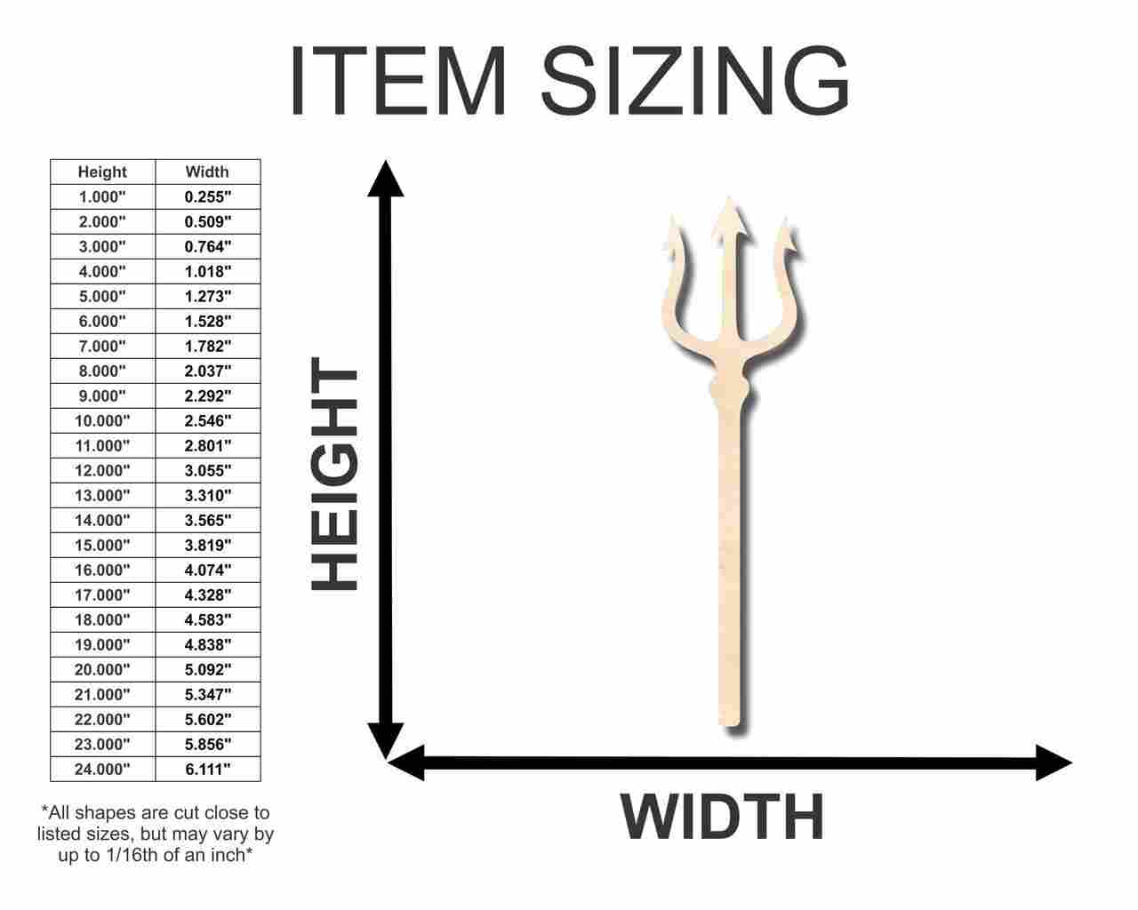 Unfinished Wooden Trident Shape - Ocean - Neptune - Craft - up to 24" DIY-24 Hour Crafts
