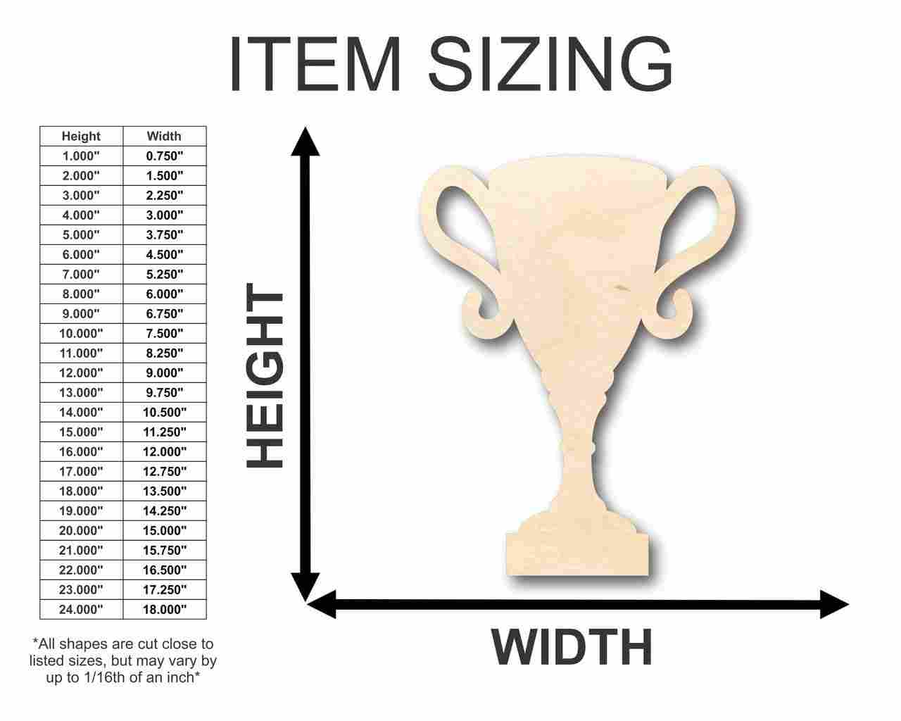 Unfinished Wooden Award Trophy Shape - Sports - Craft - up to 24" DIY-24 Hour Crafts