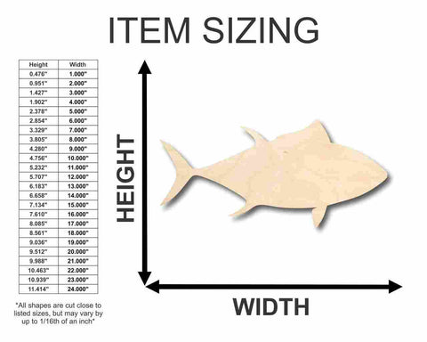 Unfinished Wooden Tuna Fish Shape - Ocean - Craft - up to 24" DIY-24 Hour Crafts