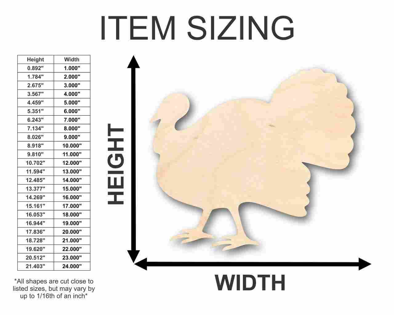 Unfinished Wooden Turkey Shape - Thanksgiving - Bird - Animal - Craft - up to 24" DIY-24 Hour Crafts