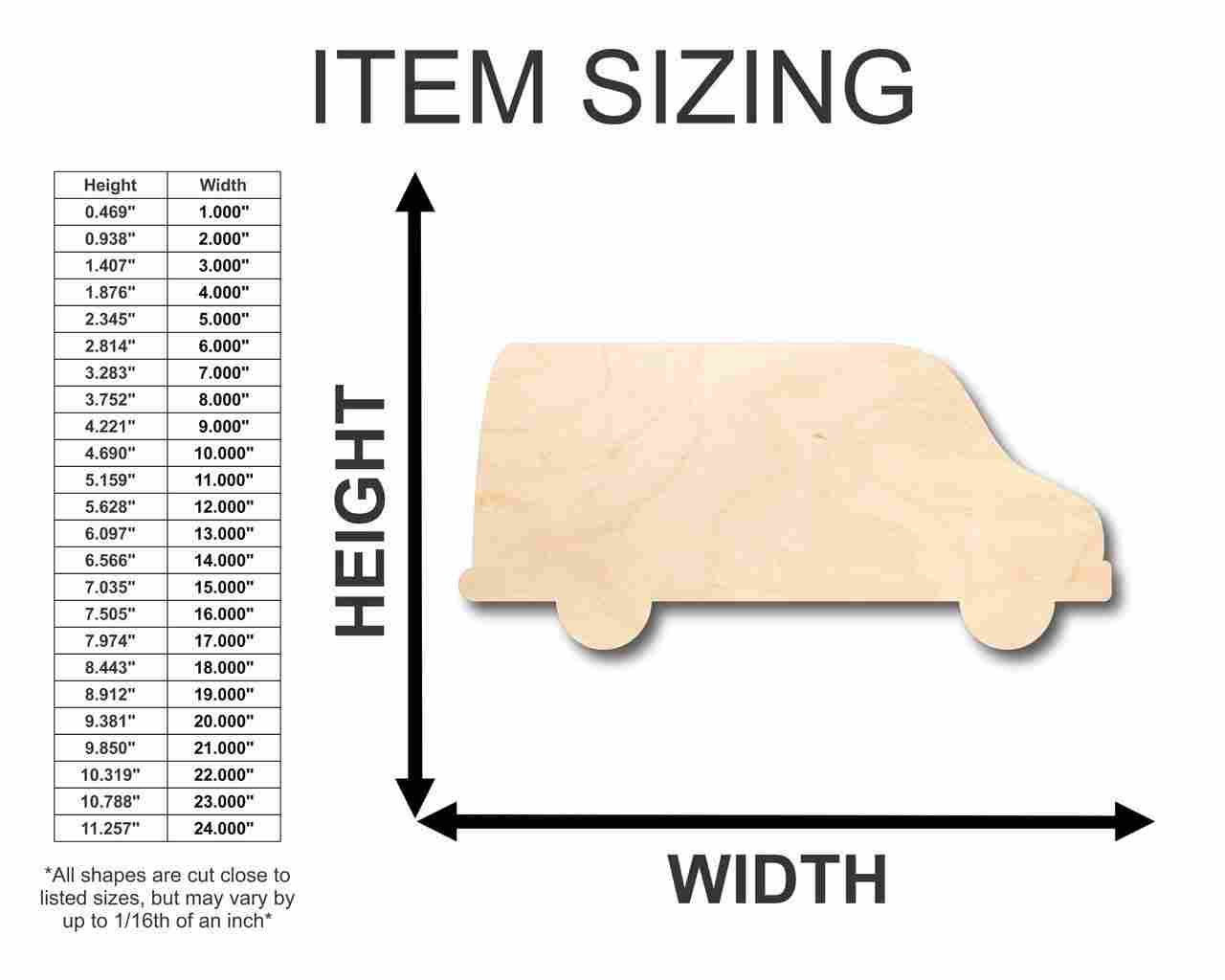 Unfinished Wooden Van Shape - Craft - up to 24" DIY-24 Hour Crafts