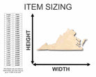 Unfinished Wooden Virginia Shape - State - Craft - up to 24" DIY-24 Hour Crafts