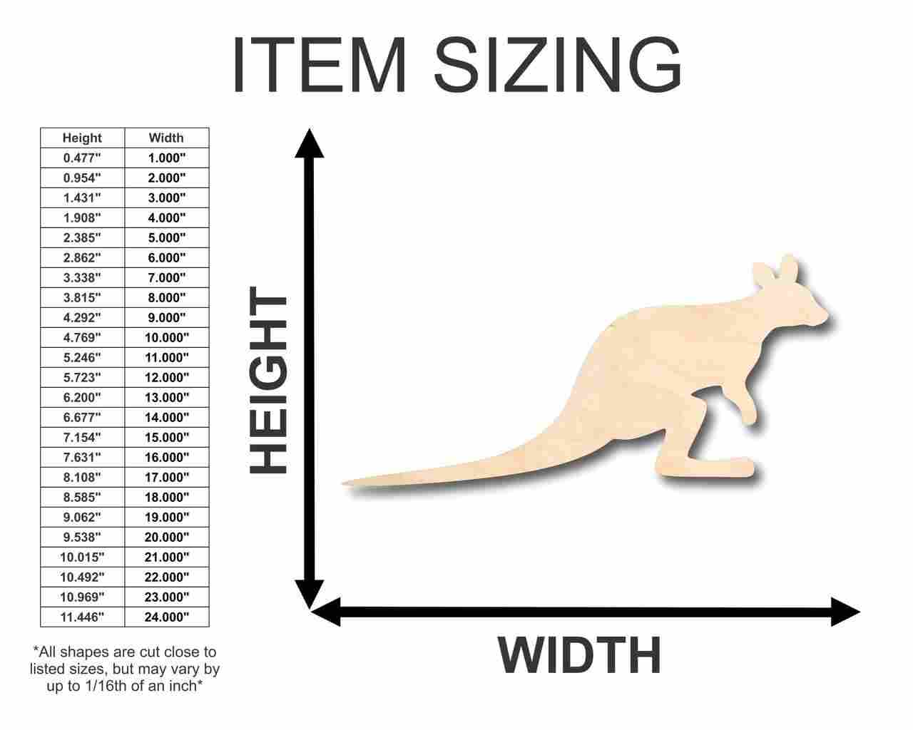 Unfinished Wooden Wallaby Shape - Australia - Animal - Craft - up to 24" DIY-24 Hour Crafts