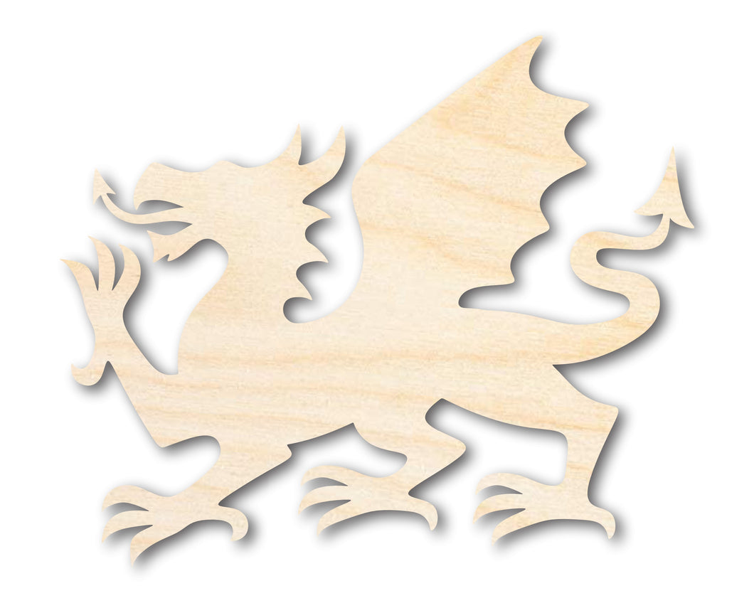 Unfinished Wood Welsh Dragon Shape - Craft - up to 36