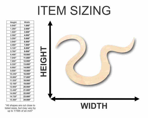 Unfinished Wooden Fishing Worm Shape - Craft - up to 24" DIY-24 Hour Crafts