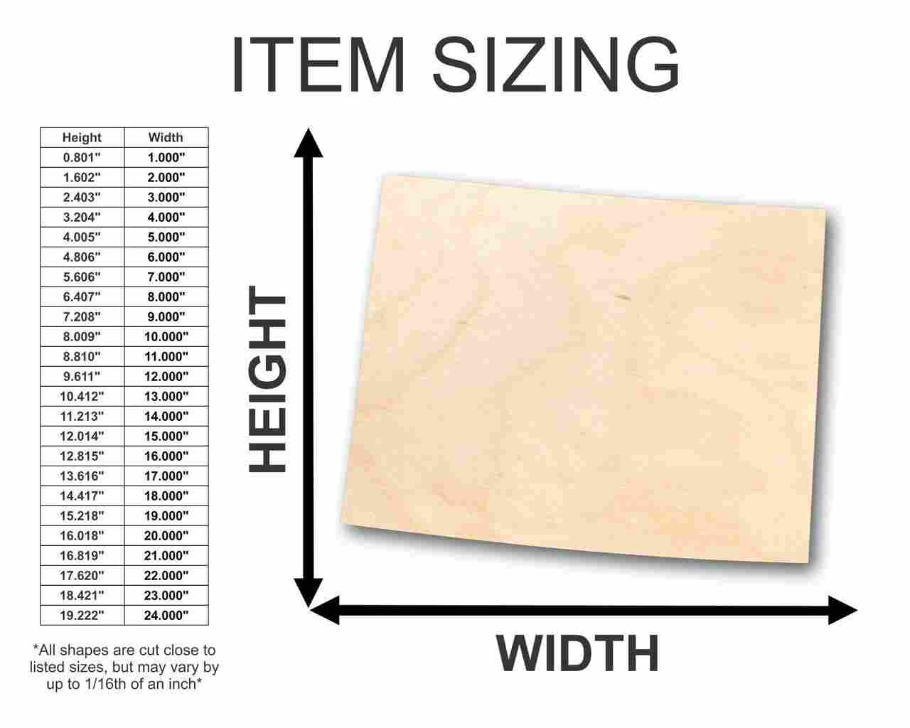 Unfinished Wooden Wyoming Shape - State - Craft - up to 24" DIY-24 Hour Crafts