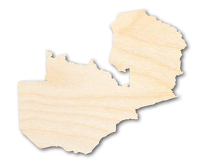 Unfinished Wood Zambia Country Shape - Southern Africa Craft - up to 36" DIY