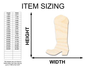Unfinished Wood Cowgirl Boot Shape - Craft - up to 36" DIY