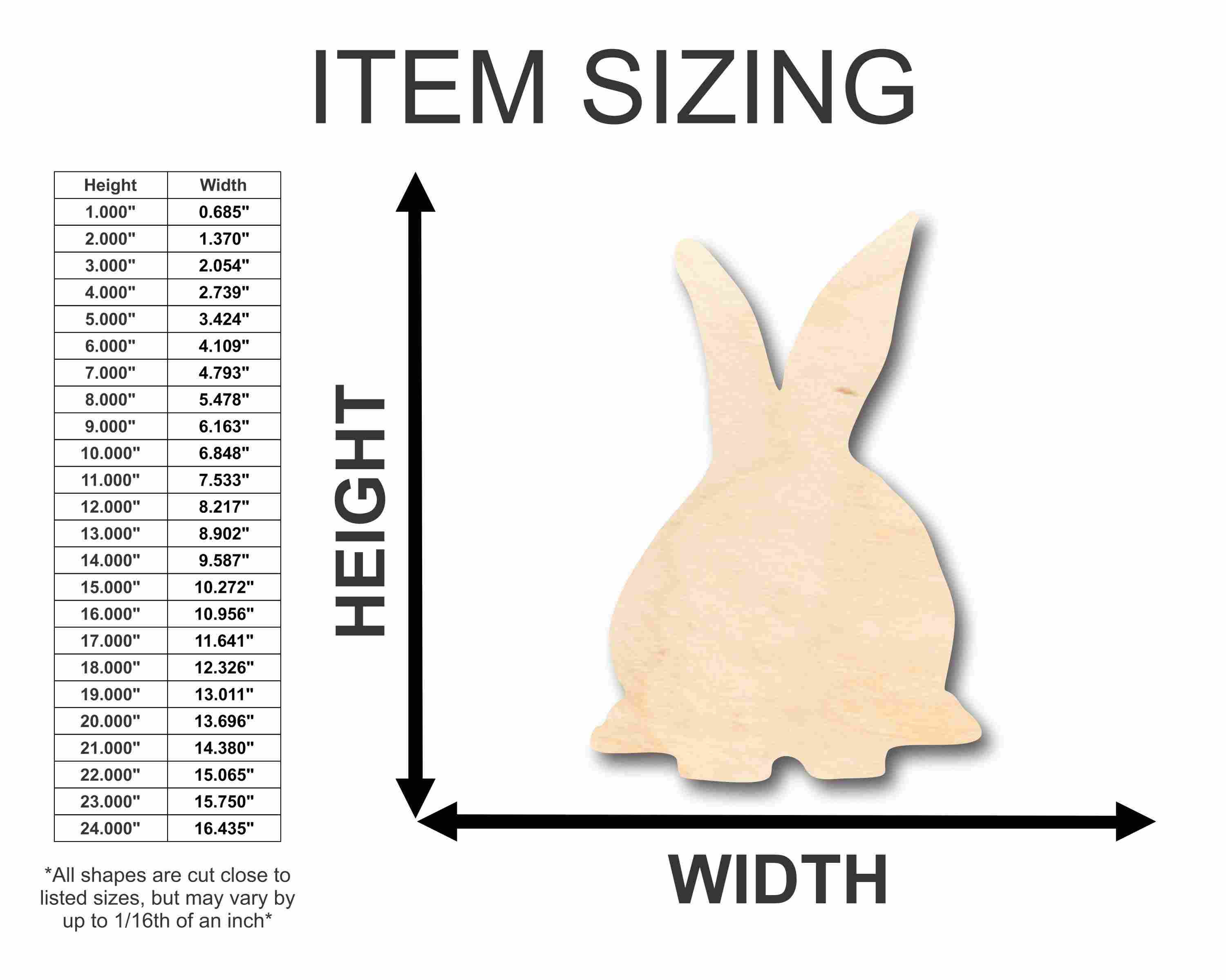 Unfinished Wood Bunny Silhouette - Craft- up to 24