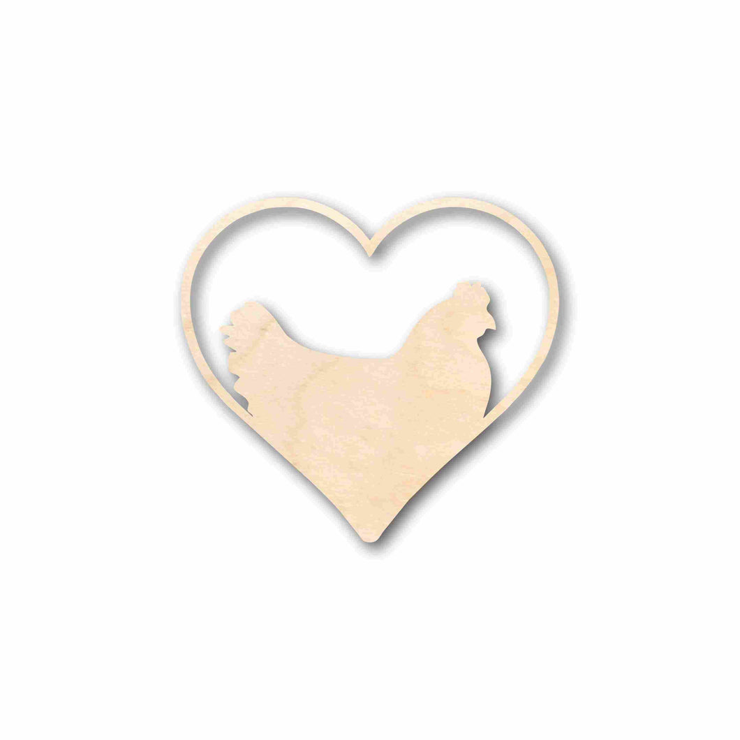 Unfinished Wood Chicken Heart Silhouette - Craft- up to 46