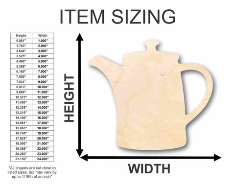 Unfinished Wood Coffee Pot Silhouette - Craft- up to 24" DIY