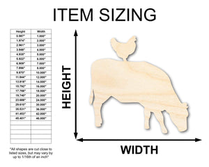 Unfinished Wood Cow Chicken Shape - Craft - up to 36" DIY